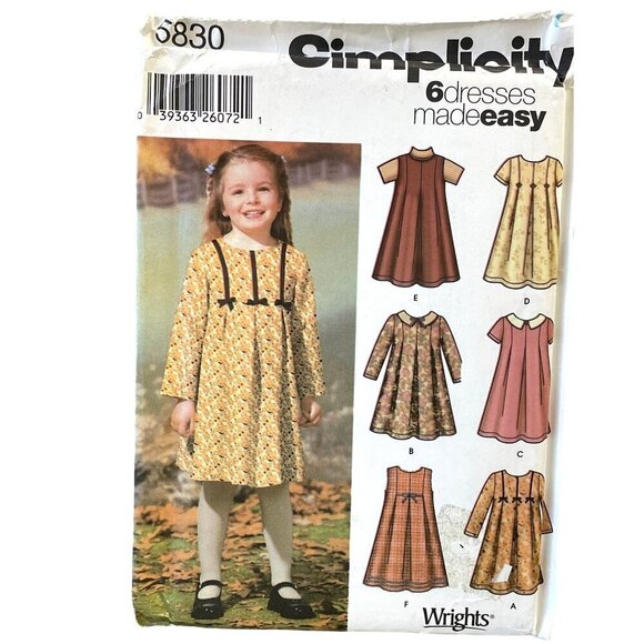 Simplicity Sewing Pattern 5830 Dress Jumper Girls Size 2-6X - Picture 1 of 2